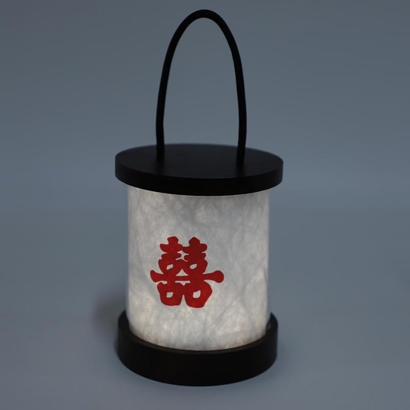 فانوس طاولة خشبي محمول قابل لإعادة الشحن، مصباح ليلي باللمس عبر USB، حرف السعادة المزدوجة الصيني - Image 3